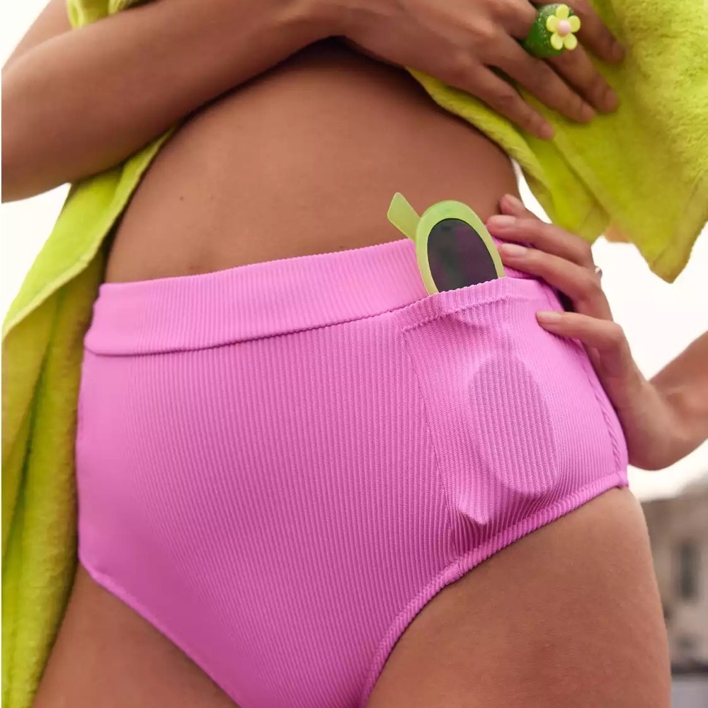 ISO Aerie Ribbed Pocket High Waisted Cheeky Bikini Bottom IN  XL